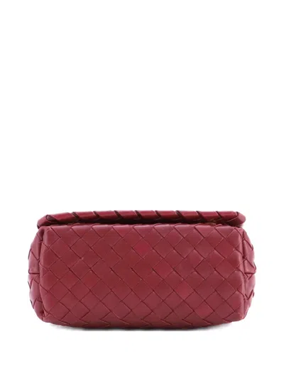 Pre-owned Bottega Veneta Convertible Flap Shoulder Bag Intrecciato Nappa Small Crossbody Bag In Red