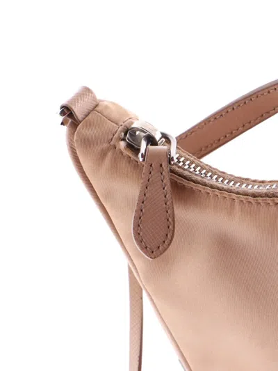 Pre-owned Prada Re-edition 2005 Tessuto With Saffiano Leather Mini Hobo Bag In Neutral