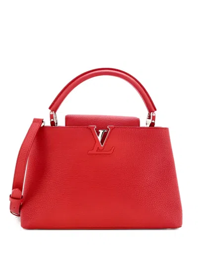 Pre-owned Louis Vuitton Capucines Bag Leather Pm Satchel In Red