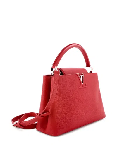 Pre-owned Louis Vuitton Capucines Bag Leather Pm Satchel In Red