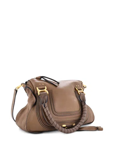 Pre-owned Chloé Marcie Leather Small Satchel In Brown