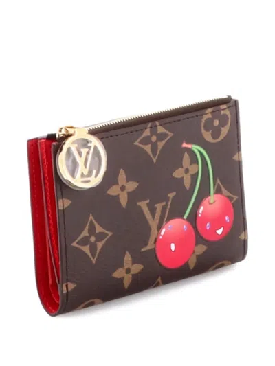 Pre-owned Louis Vuitton X Takashi Murakami Lisa Wallet Limited Edition Monogram Cerises Small Wallets In Brown