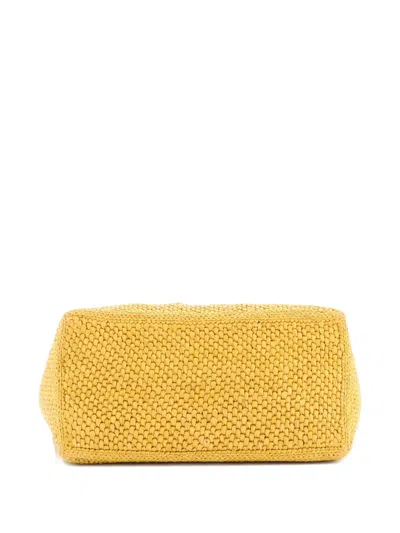 Pre-owned Loewe Paula's Ibiza Logo Convertible Raffia Medium Tote Bag In White