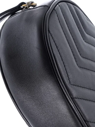 Pre-owned Gucci Gg Marmont Matelasse Leather Belt Bag In Black