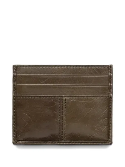 Prada Triangle-logo Leather Cardholder In Brown