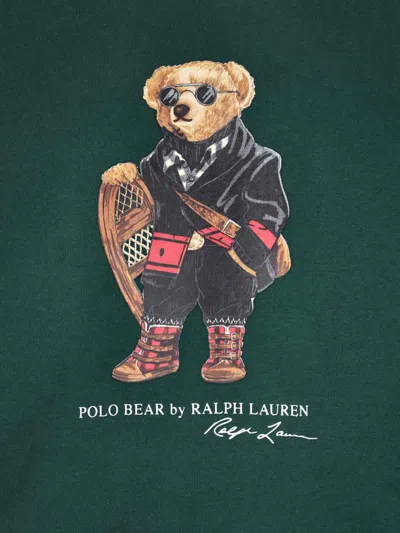 Polo Ralph Lauren Bear Graphic Crew Neck Sweatshirt In Green