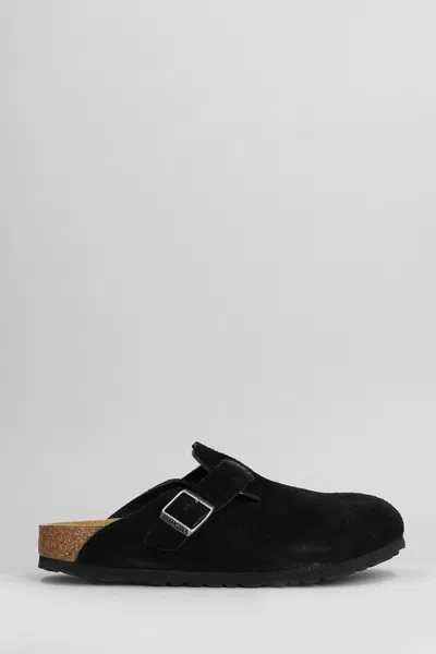 Birkenstock Boston Slipper-mule In Black Suede In Multi