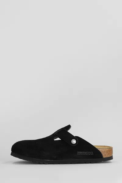 Birkenstock Boston Slipper-mule In Black Suede In Multi