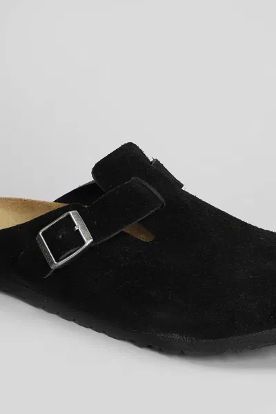 Birkenstock Boston Slipper-mule In Black Suede In Multi