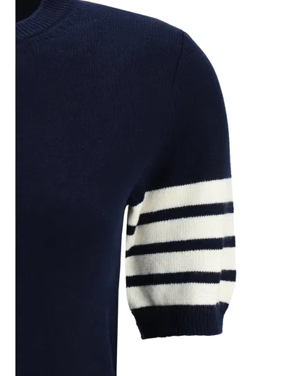 Thom Browne 4-bar Knitted Virgin Wool Sweater In Blue