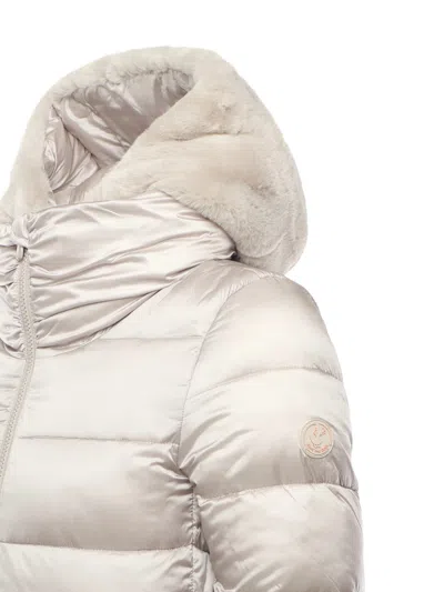 Save The Duck Jade Coat With High Collar In Brown