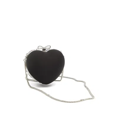 Self-portrait Multicolor Heart Shaped Clutch With Pearl Embellishments And Bow Detail In Tech Fabric Woman In Multi