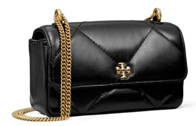 Tory Burch Mini Leather Shoulder Bag With Diamond Quilting In Black