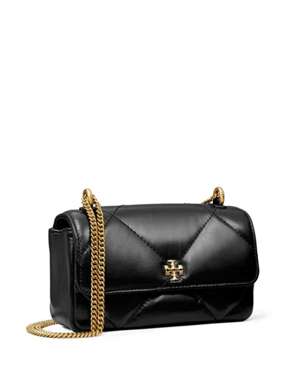 Tory Burch Mini Leather Shoulder Bag With Diamond Quilting In Black
