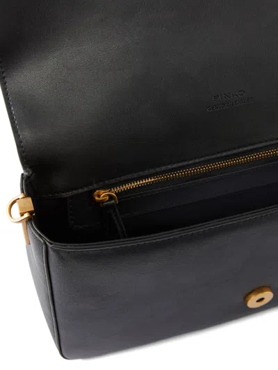 Pinko Love Bag One Slouchy Medium Handbag In Leather With Two Straps In Black