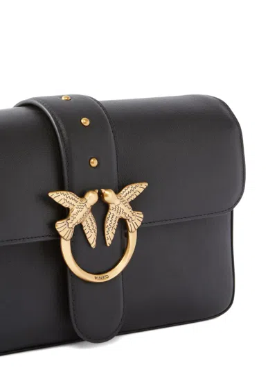 Pinko Love Bag One Slouchy Medium Handbag In Leather With Two Straps In Black