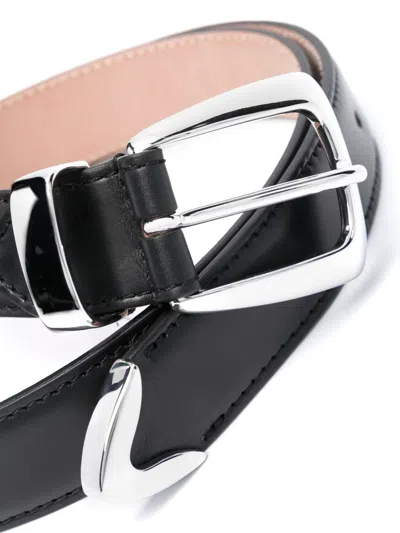 Khaite Benny Leather Belt In Black
