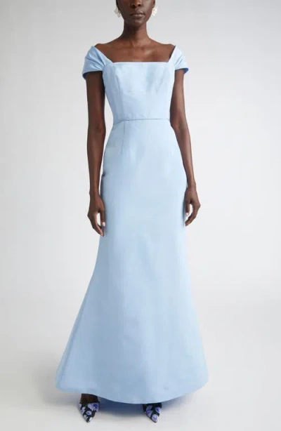 Carolina Herrera Off The Shoulder Silk Trumpet Gown In Multi