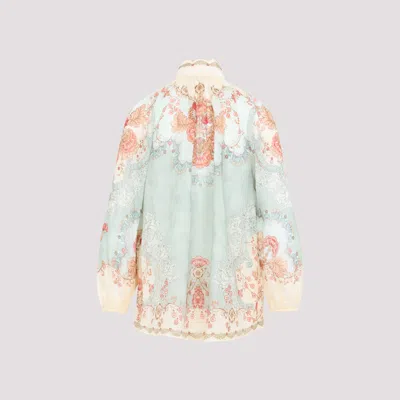 Zimmermann Womens Wallpaper Floral Mint Daylight Balloon-sleeves Woven Blouse Xs In Multi