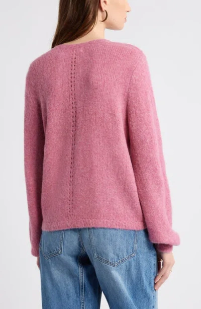 Treasure & Bond Oversize Pointelle V-neck Sweater In Pink