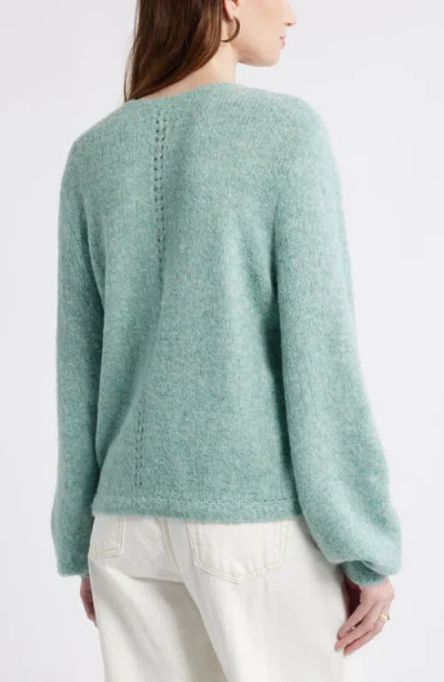 Treasure & Bond Oversize Pointelle V-neck Sweater In Green