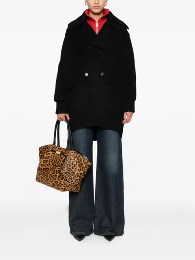 P.a.r.o.s.h Parosh Dark Grey Double-breasted Coat In Black