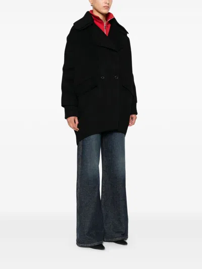 P.a.r.o.s.h Parosh Dark Grey Double-breasted Coat In Black