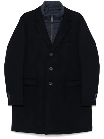 Herno Virgin Wool Coat In Blue