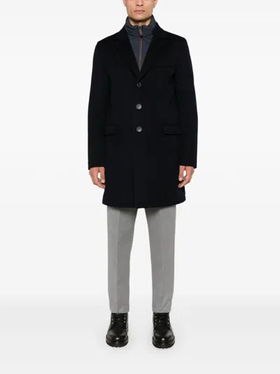 Herno Virgin Wool Coat In Blue