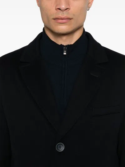 Herno Virgin Wool Coat In Blue
