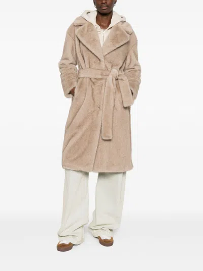 Herno Belted Single-breasted Coat In Neutral
