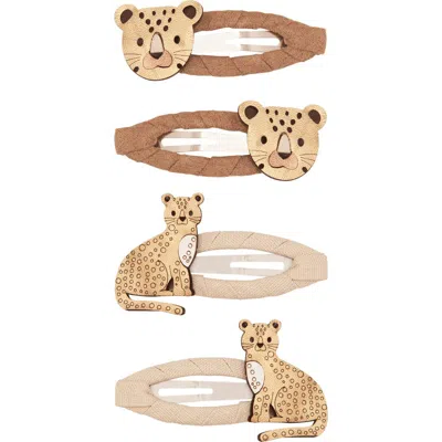 Mimi & Lula Kids' 4-pack Larry Leopard Clic Clacs Hair Clips In Multi