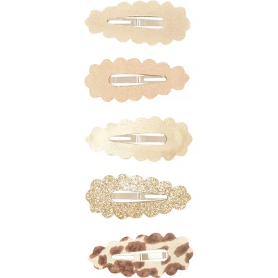 Mimi & Lula Kids' 5-pack Leopard Scalloped Clic Clacs Hair Clips In Multi