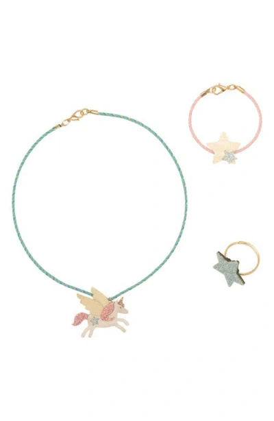 Mimi & Lula Kids' Flying Unicorn Necklace, Bracelet & Ring Set In Multi
