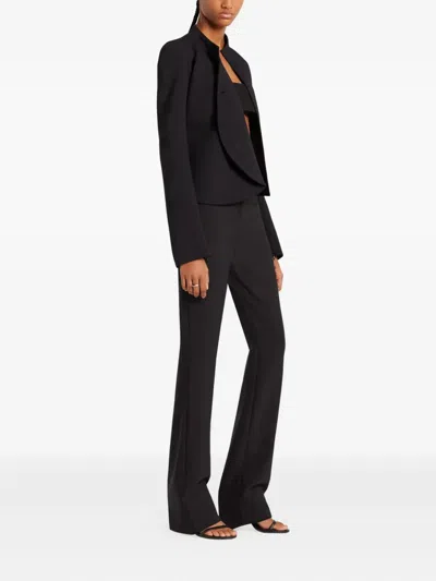 Courrèges Heritage Crepe Cropped Blazer Jacket In Black