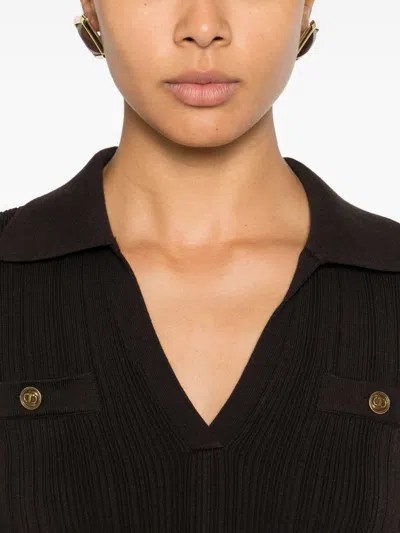 Twinset Button-detail Mini Dress In Black