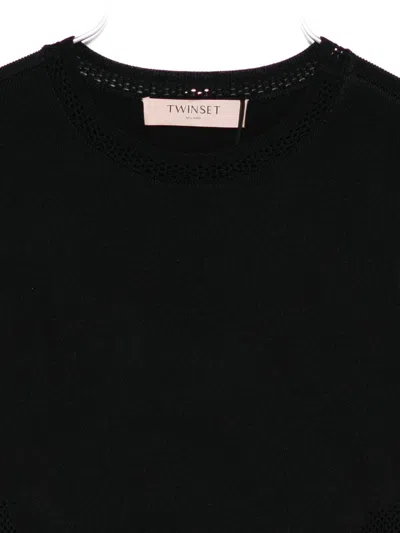 Twinset Dress With Scalloped Edge In Black