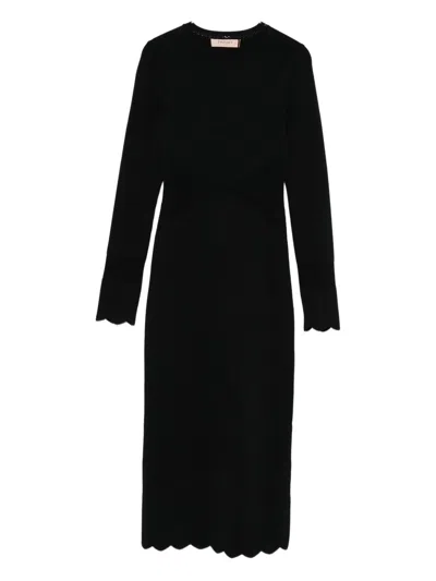 Twinset Dress With Scalloped Edge In Black
