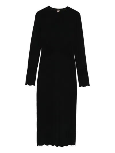 Twinset Dress With Scalloped Edge In Black