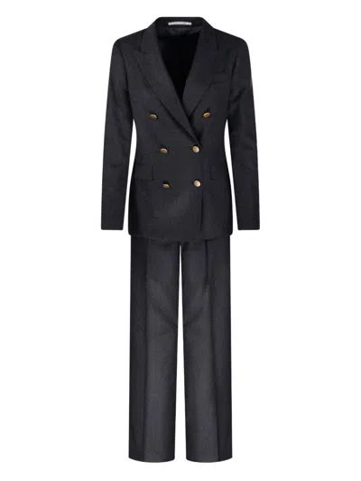 Tagliatore Double-breasted Button Suit In Black