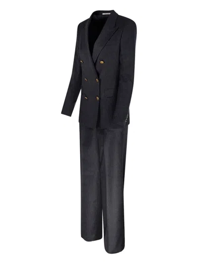 Tagliatore Double-breasted Button Suit In Black