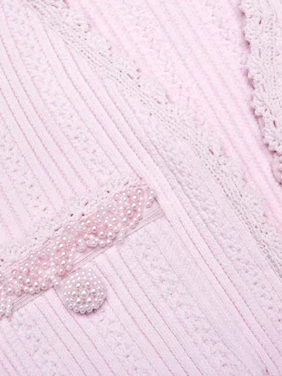 Self-portrait Pearl-embellishment Mini Dress In Pink