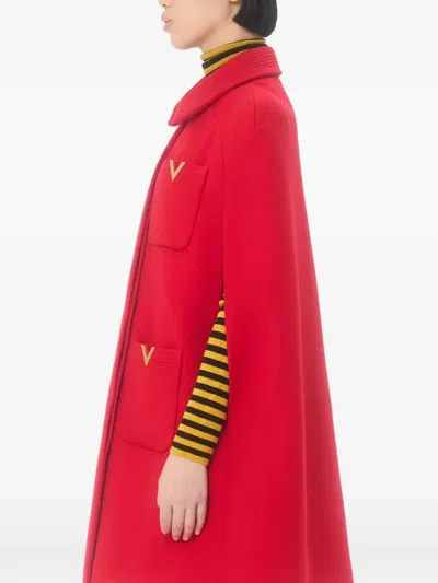 Valentino Garavani Drill Double Cape With V Gold Clothing In Red