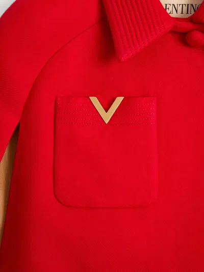 Valentino Garavani Drill Double Cape With V Gold Clothing In Red