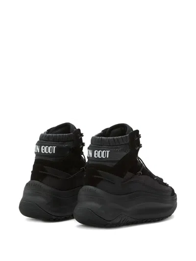 Moon Boot Black Moon247 Xlace Mid Sneakers In Black