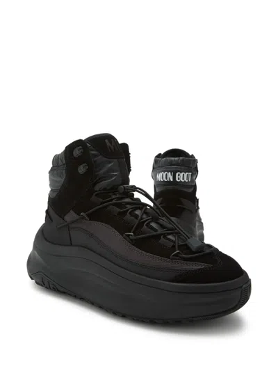 Moon Boot Black Moon247 Xlace Mid Sneakers In Black