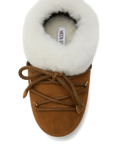 Moon Boot Leather "evx" Mules In Brown