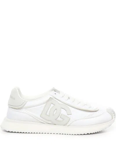 Dolce & Gabbana Dg Cushion White Low Top Sneakers In Mixed Materials Woman In Multi