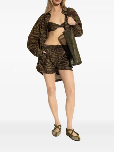 Attico Khaki Floor 01 Ballerina Flats In Green