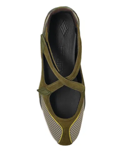 Attico Khaki Floor 01 Ballerina Flats In Green